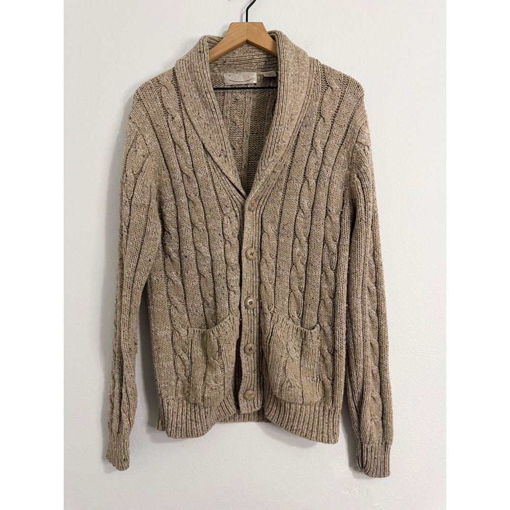 Vintage - Wool Blend Knit Cardigan Grandpa Sweater Size Large Small Hole‎